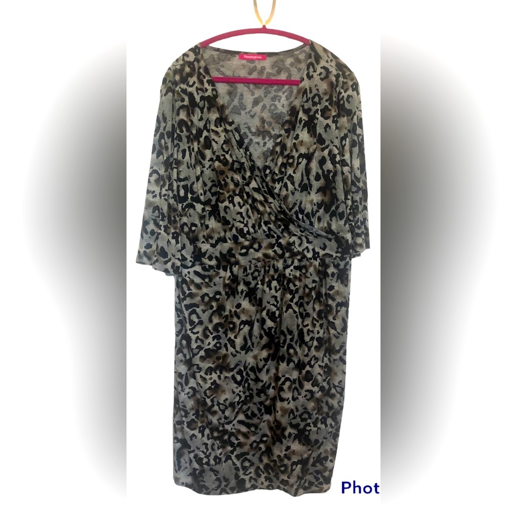 *HOST PICK* Three quarter sleeve fall dress in print-animal print/plus size